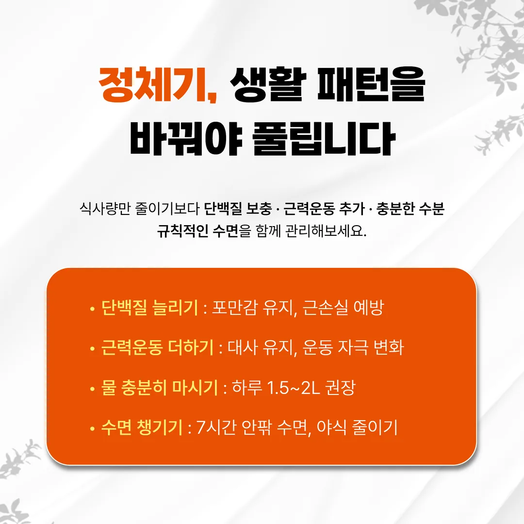 다이어트 정체기 극복 생활관리 체크리스트