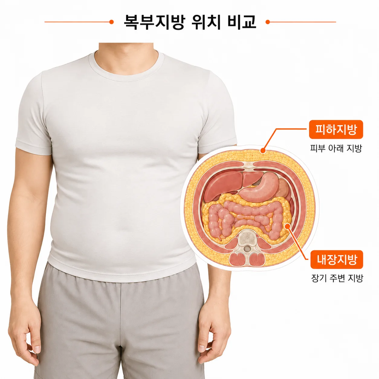내장지방 피하지방 차이 복부 단면