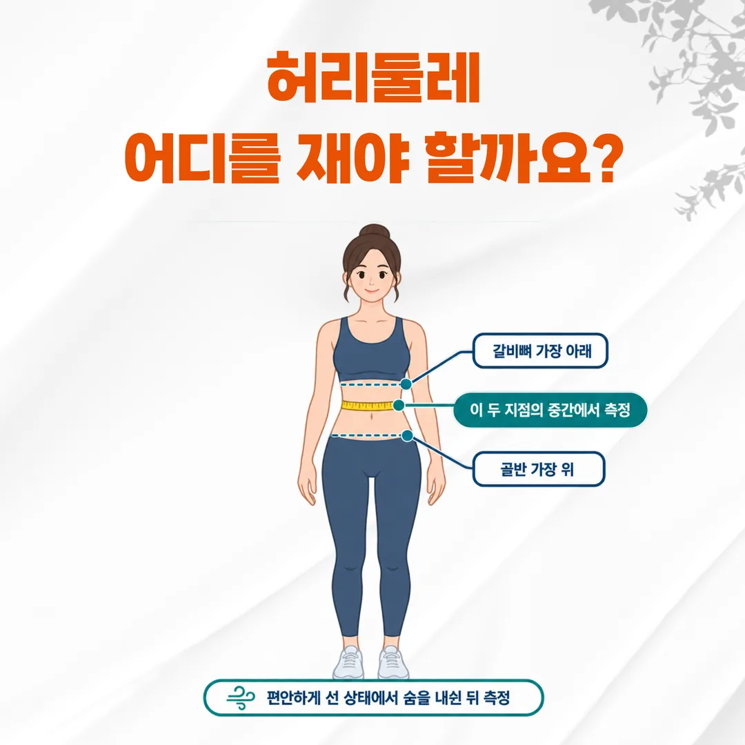 허리둘레를 재는 위치를 표시한 그림